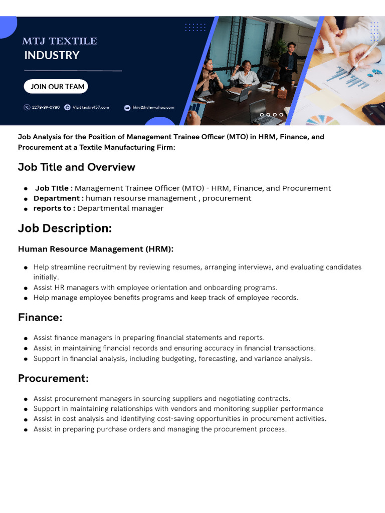 Management Trainee Officer Job Overview | PDF | Human Resource ...