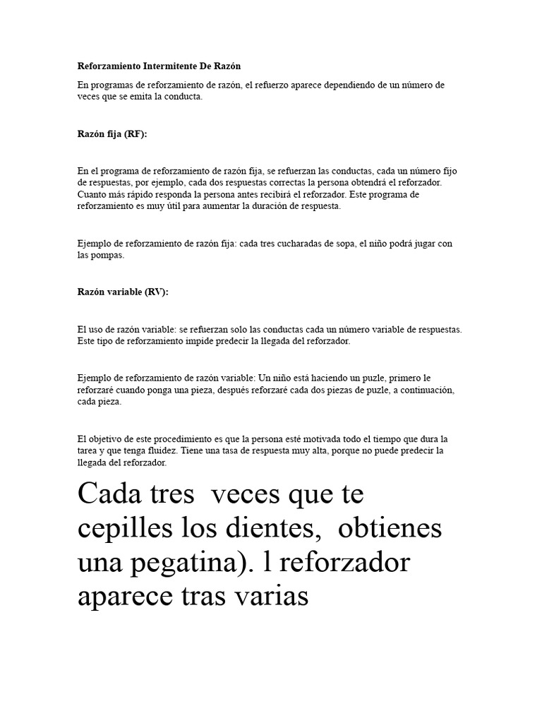 Reforzamiento Intermitente de Razón | PDF