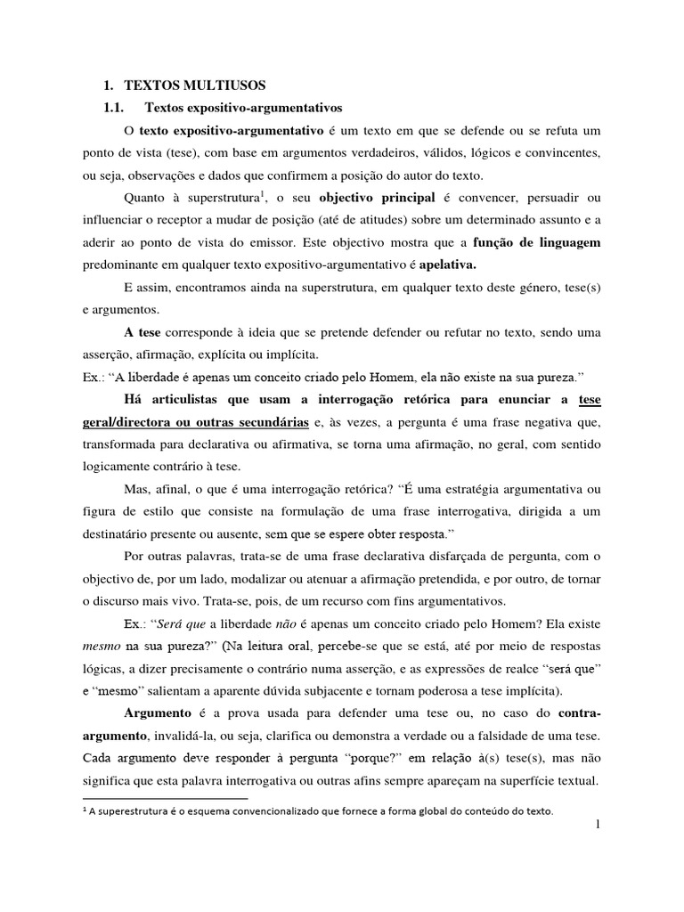 Características do Texto Expositivo-Argumentativo | PDF | Linguística