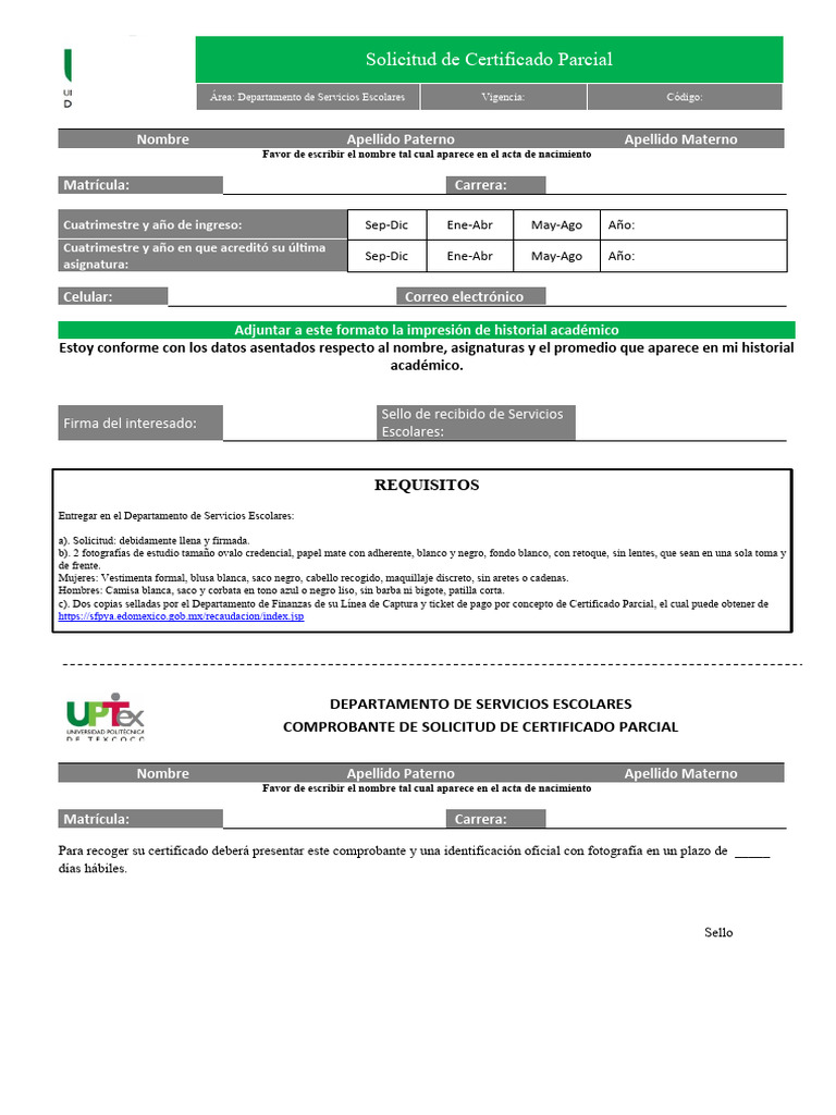 Solicitud de Certificado Parcial | PDF | Certificado de nacimiento