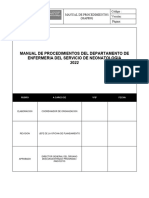 Manual de Procedimientos Del Departamento de Enfermeria Del Servicio de Neonatologia
