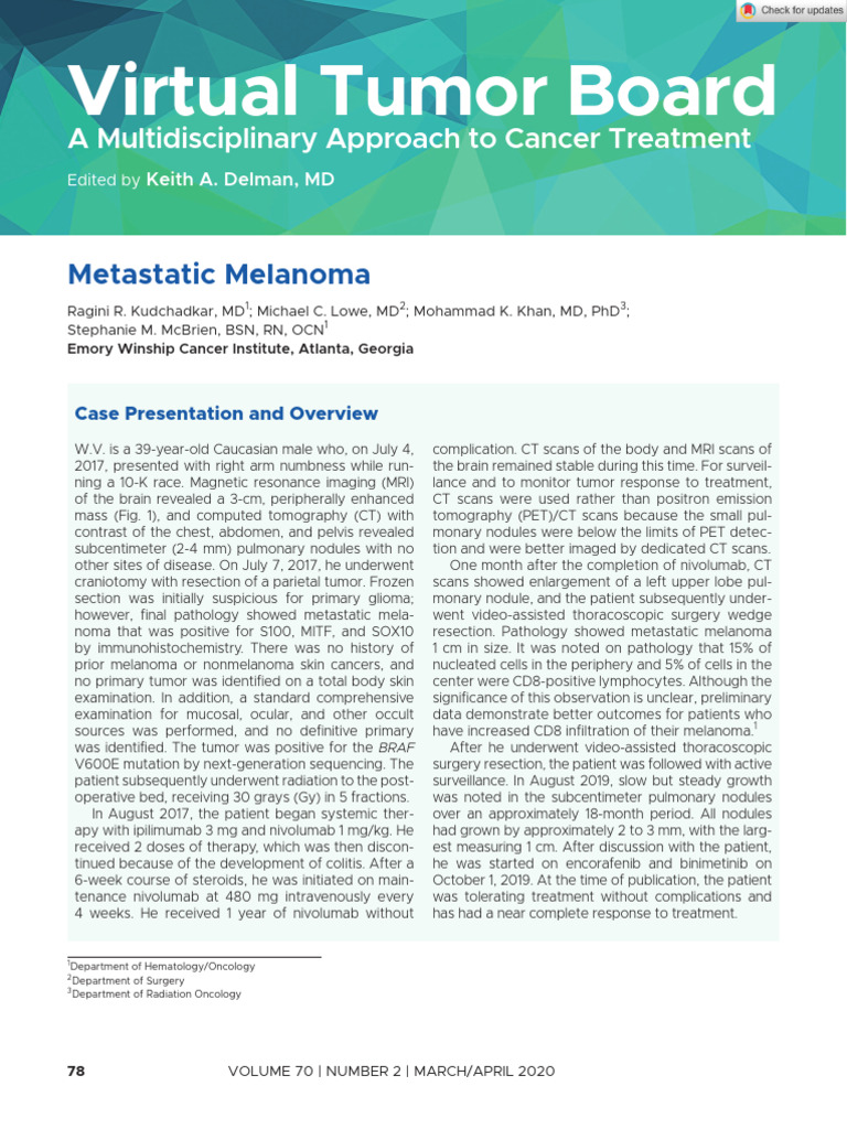 Metastatic Melanoma Pdf Radiation Therapy Melanoma