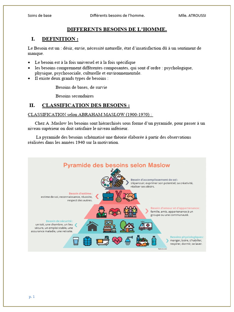 Les 14 besoins fondamentaux de Henderson | PDF | Développement ...