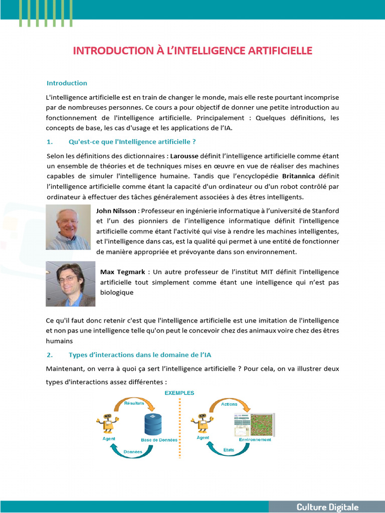 Support de Cours - Introduction IA | PDF | Intelligence artificielle ...