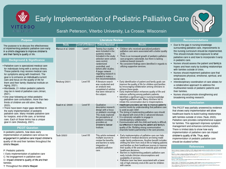 Ebp Early Implementation of Pediatric Palliative Care Peterson | PDF ...