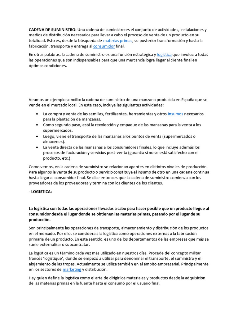 Cadena de Suministro y Logística Esencial | PDF | Almacén | Logística