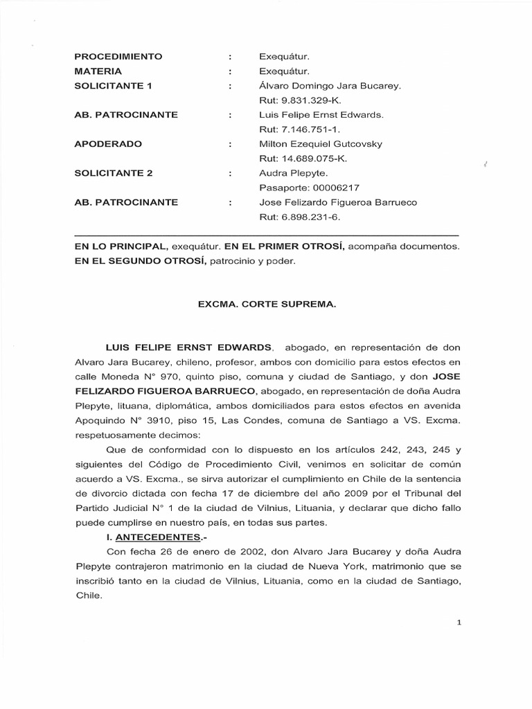 EXEQUATUR - Demanda | PDF
