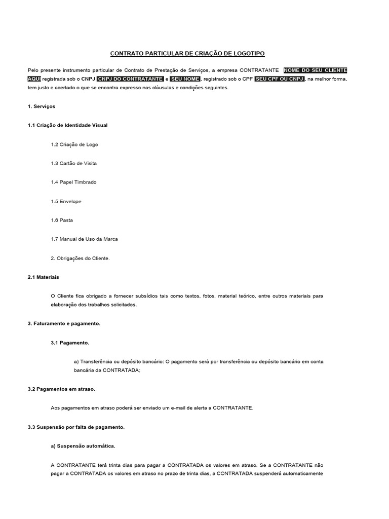 Contrato de Criação de Logotipo | PDF | Propriedade intelectual ...