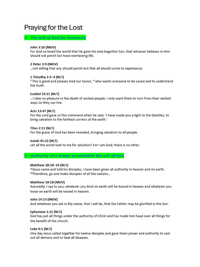 Praying for the Lost Souls Guide | PDF | Jesus | Disciple (Christianity)