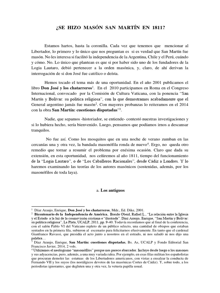 San Martín y la Masonería: 1811 | PDF | Masonería