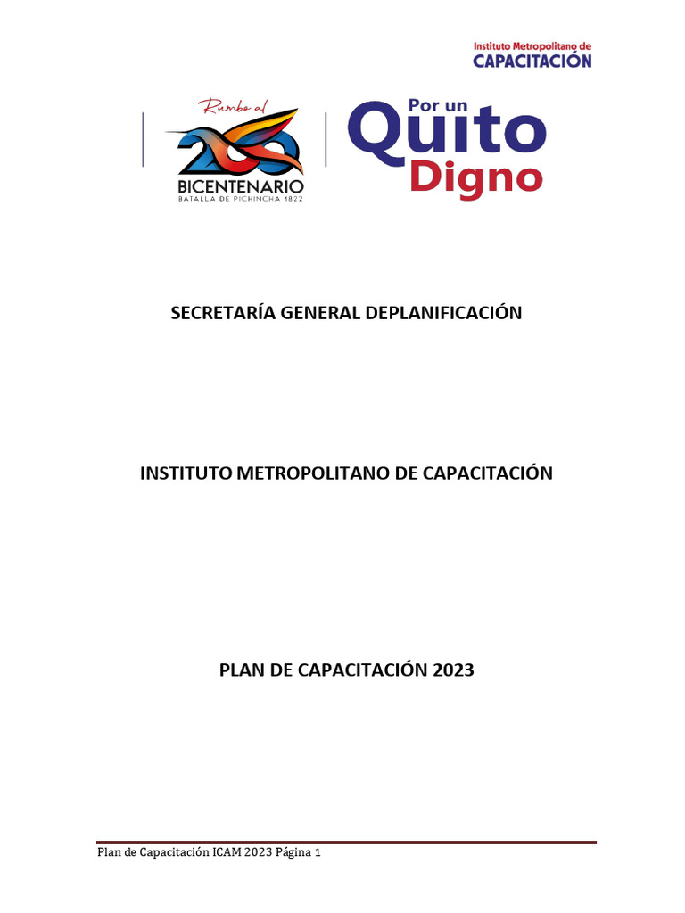 Plan de Capacitación ICAM 2023 | PDF | Planificación | Aprendizaje
