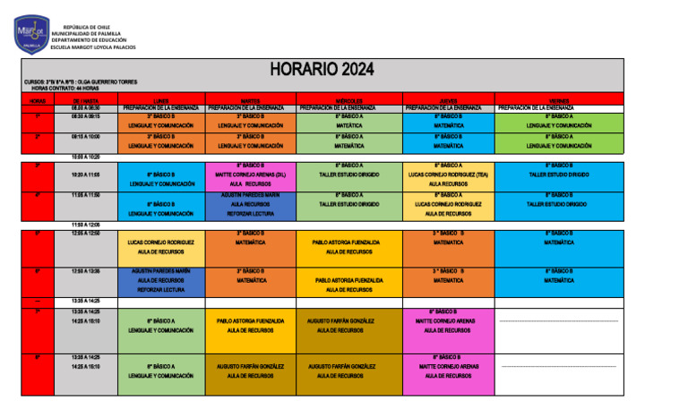Horario 2024: Olga Guerrero Torres | PDF | Estudios de idiomas extranjeros