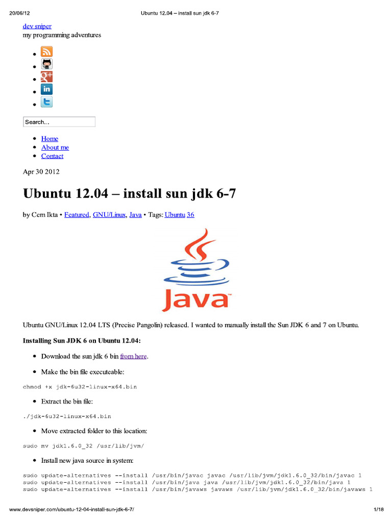 Ubuntu 12.04 - Install Sun JDK 6-7 | PDF