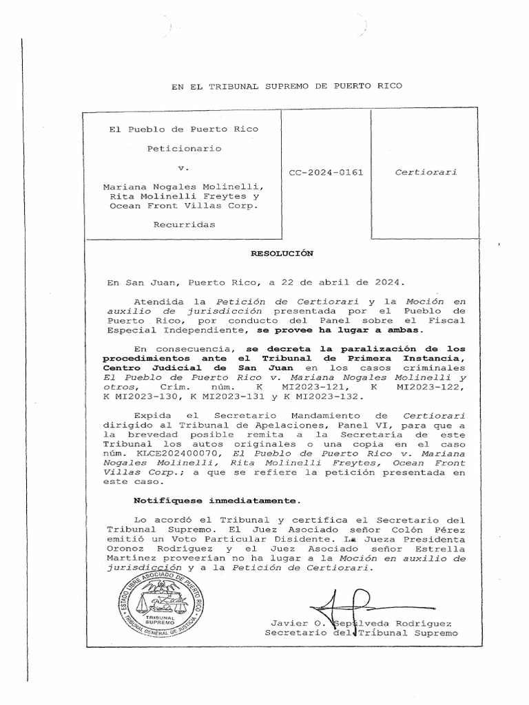 Resolución del Tribunal Supremo PR | PDF | Apelación | Puerto Rico