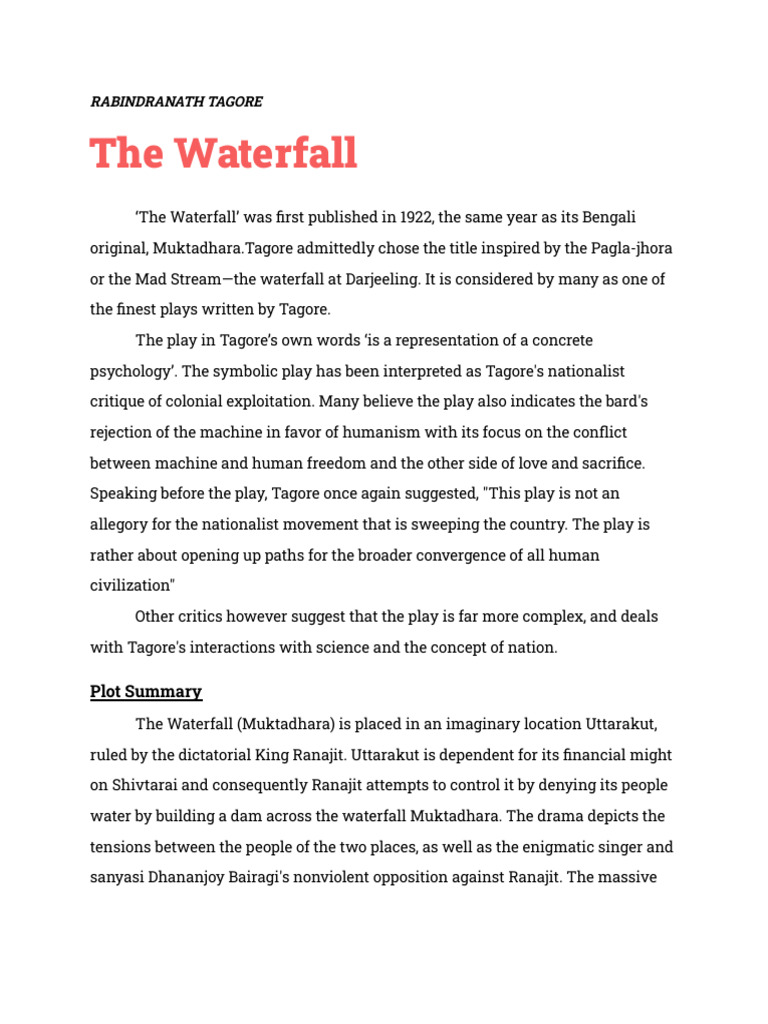 Tagore's The Waterfall: A Play Summary | PDF | Shiva