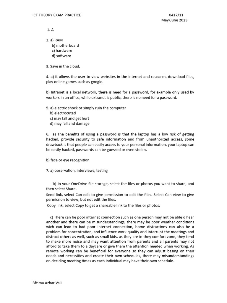 ICT Theory Exam Practice 2023 Guide | PDF | Hard Disk Drive | Solid ...