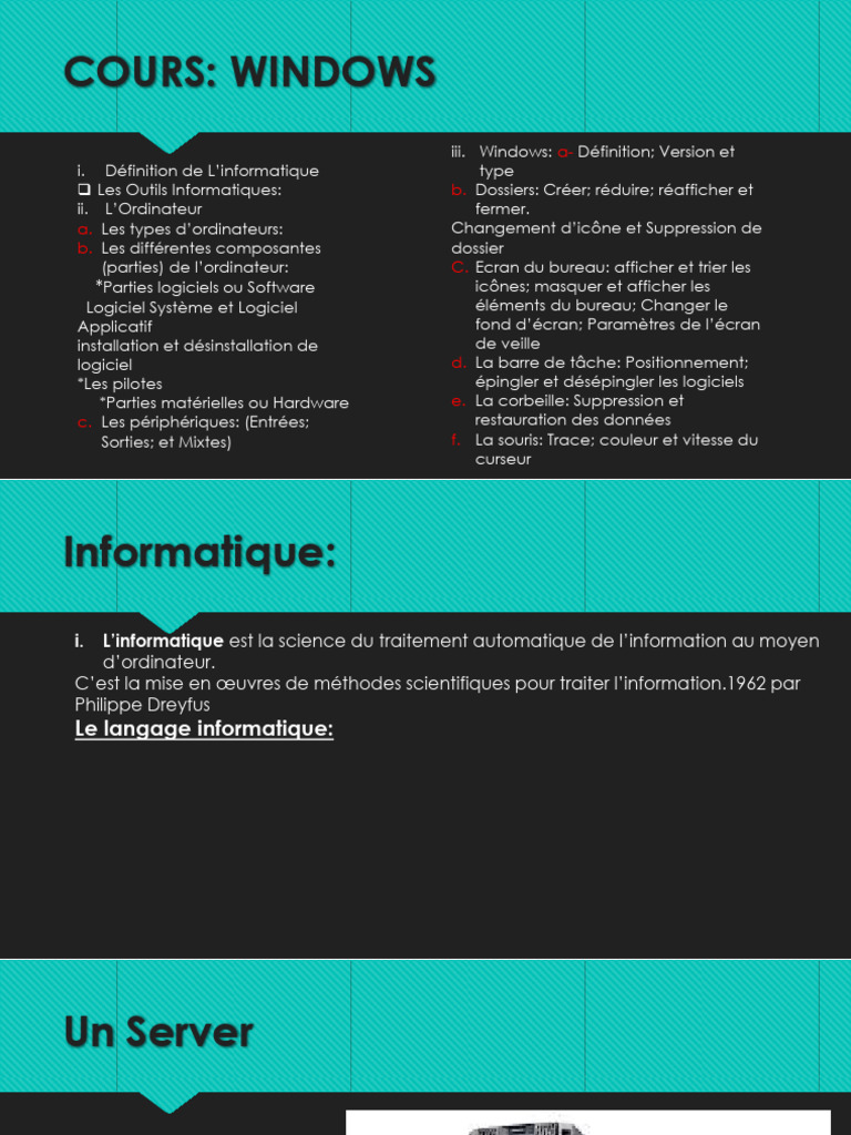 Cours complet sur Windows et informatique | PDF | Informatique ...