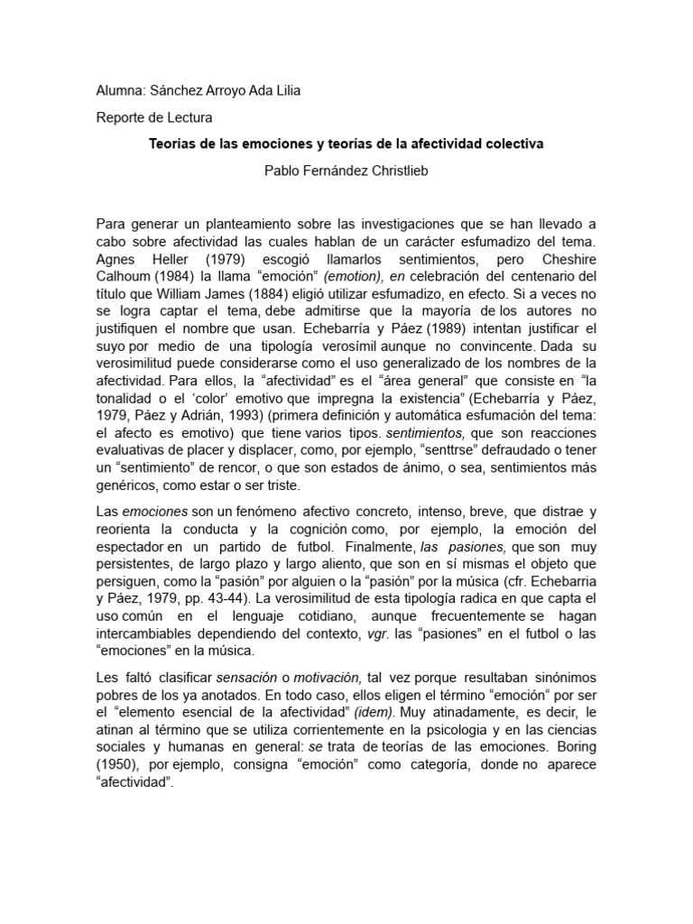 Teorías de Emociones y Afectividad Colectiva | PDF | Las emociones ...