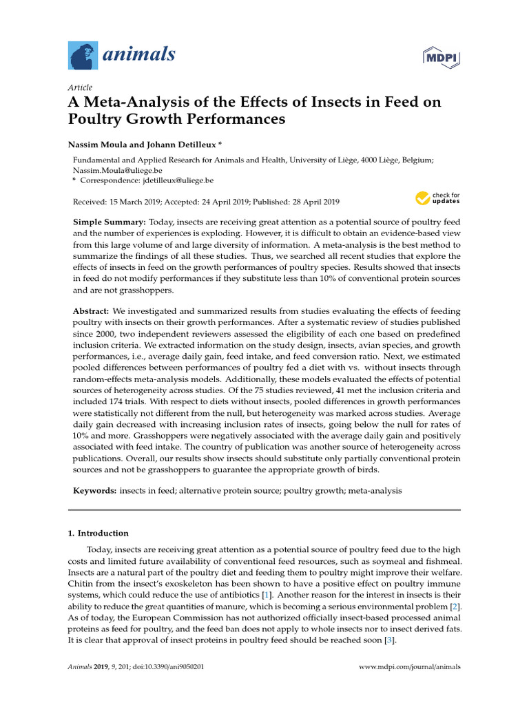 A Meta-Analysis of The Effects of Insects in Feed On | PDF | Meta ...