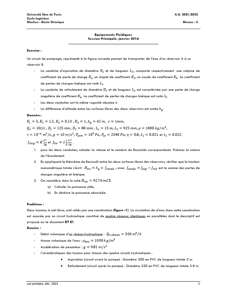 TD2 Pompes Corr | PDF | Pompe | Pression