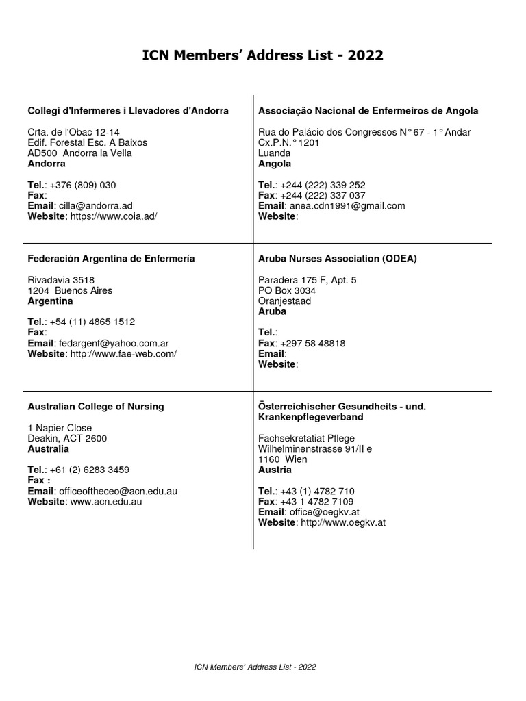 Public nnas address list jan 2022 eng pdf health care nursing