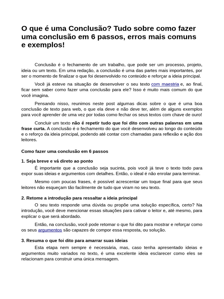 O que é uma Conclusão | PDF | Abstract (resumo)