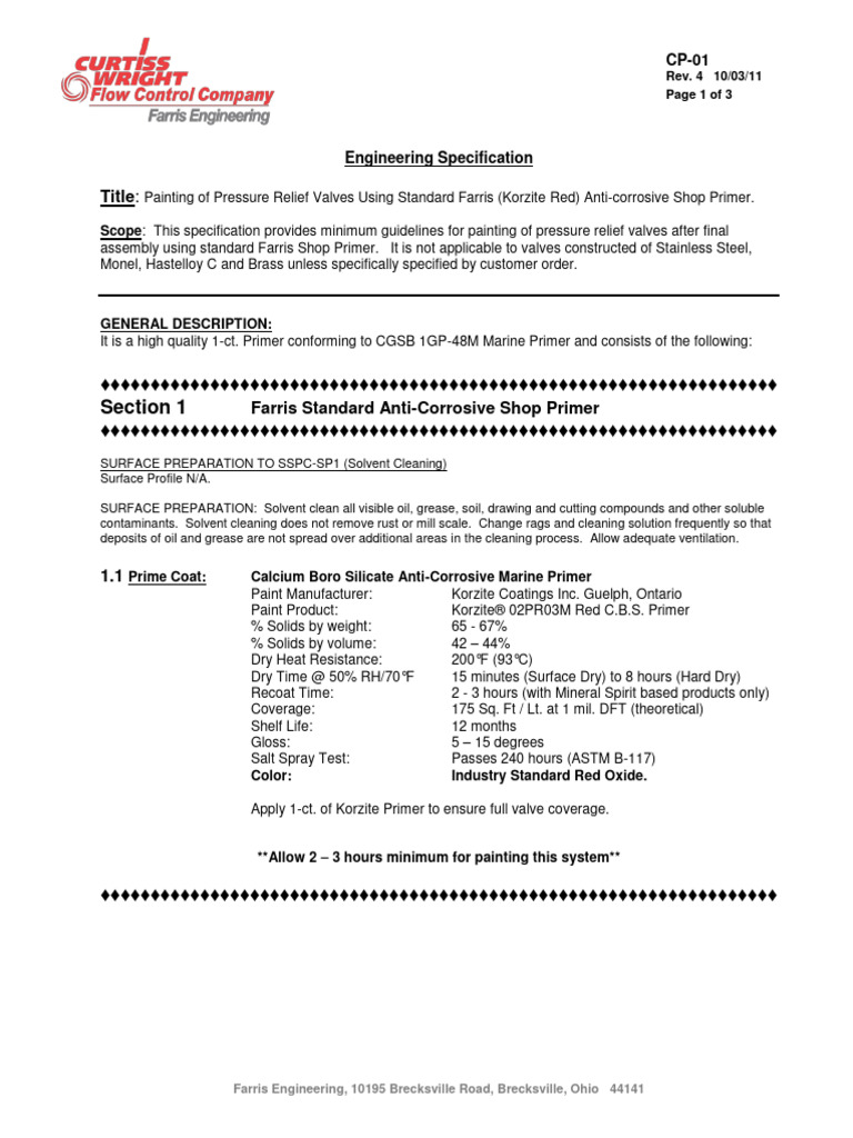 Paint Procedure CP-01 | PDF | Paint | Valve