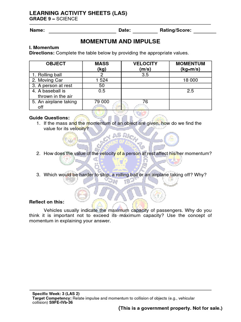 Grade 9 Science: Momentum & Impulse Module | PDF | Collision | Momentum