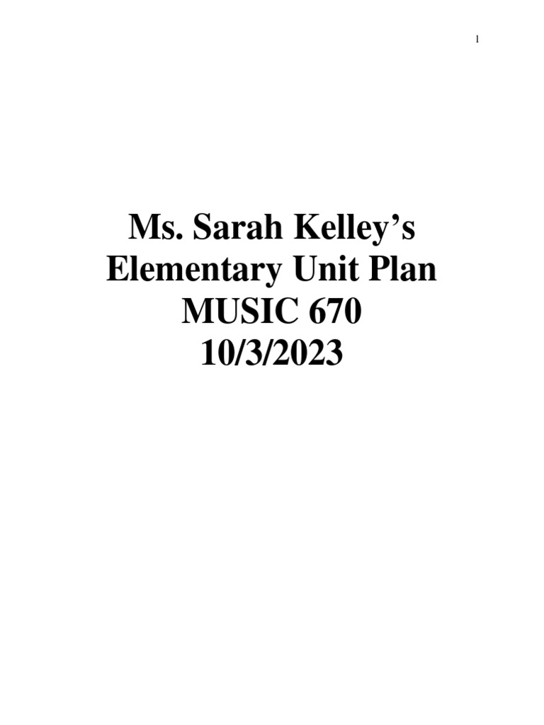 1st Grade Music Unit Plan: Eighth Notes | PDF | Rhythm | Music Education