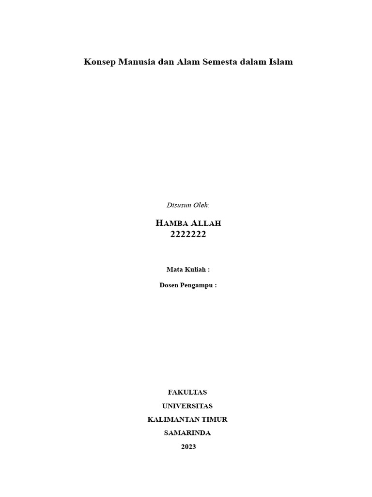 Konsep Manusia dan Alam Semesta dalam Islam | PDF | Filsafat | Agama ...