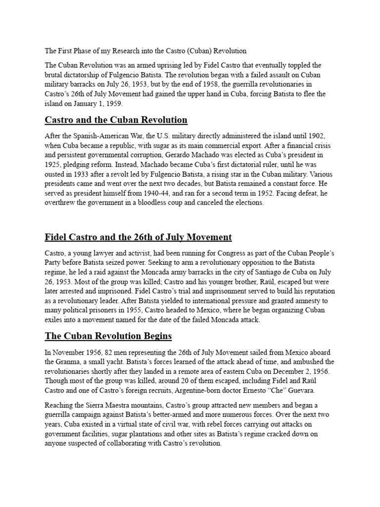The First Phase of My Research Into The Castro | PDF | Fidel Castro ...