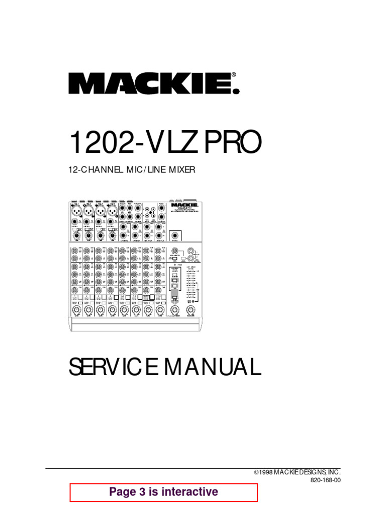 美品 MACKIE 1202VLZーPRO 元箱、取説あり。電源ケーブルなし。 Mackie 1202-vlz Pro Service Manual | PDF | Bipolar Junction