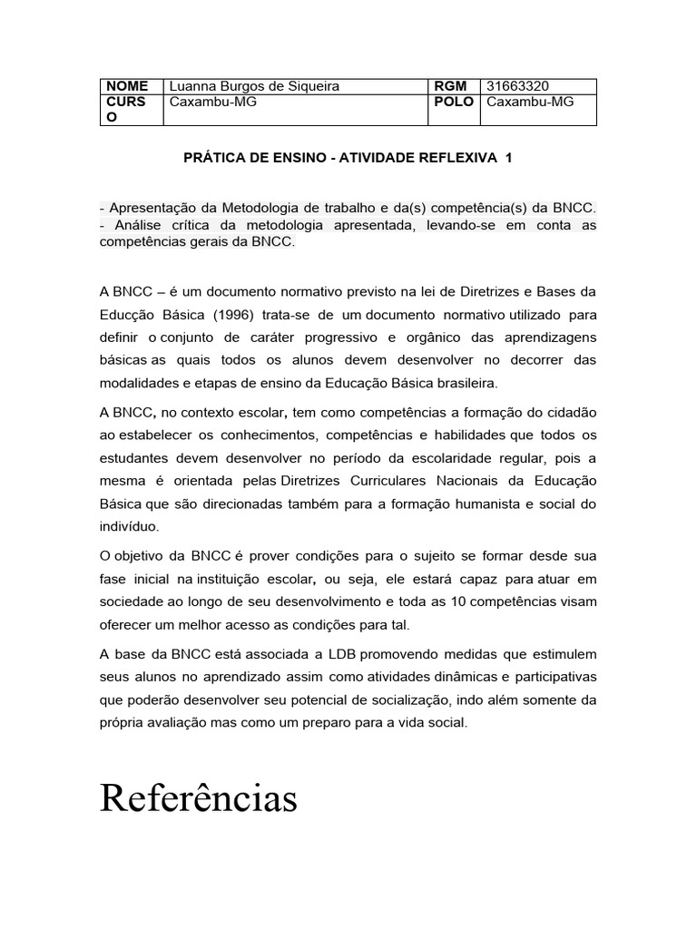 Atividade Prática de Ensino 1 | PDF