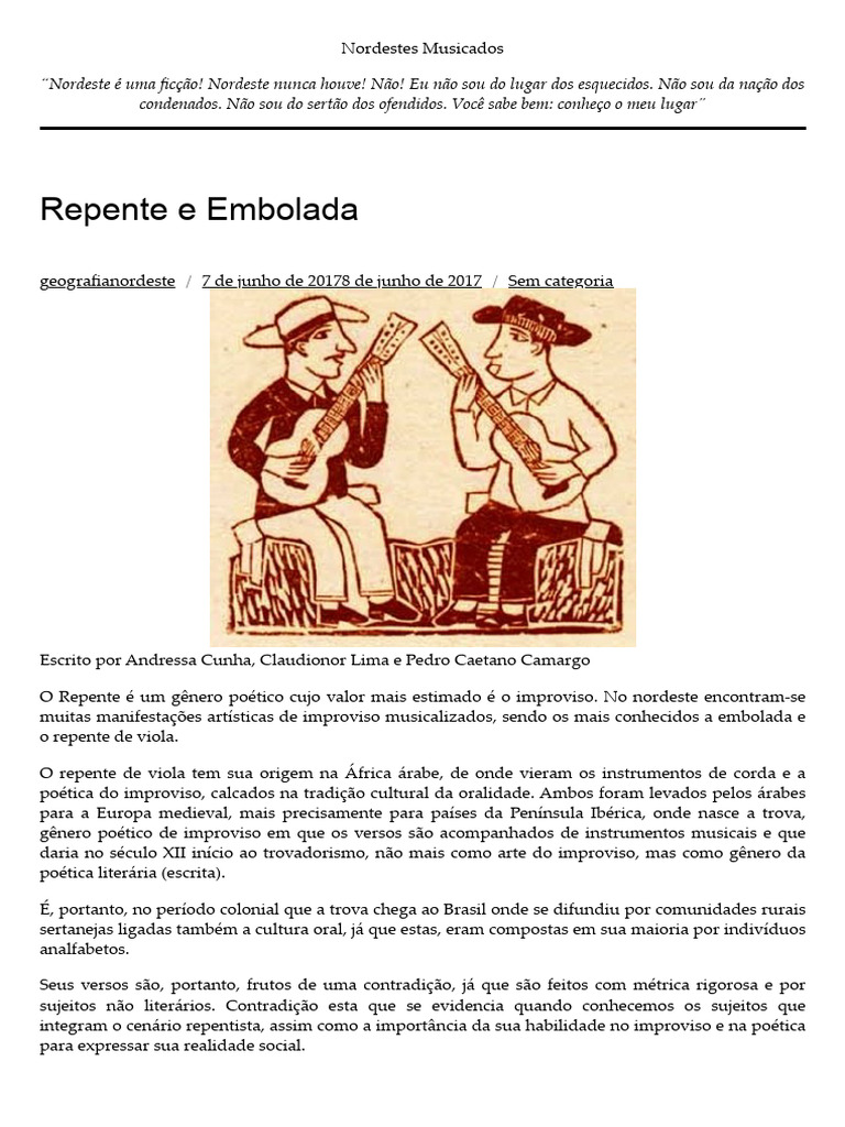 Repente e Embolada | PDF | Guitarras | Dinheiro