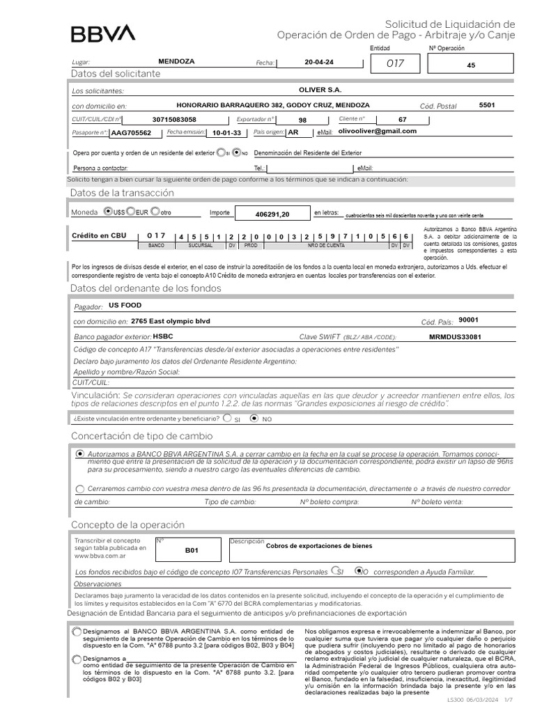 Orden de Pago Bbva | PDF | Bancos | Deuda