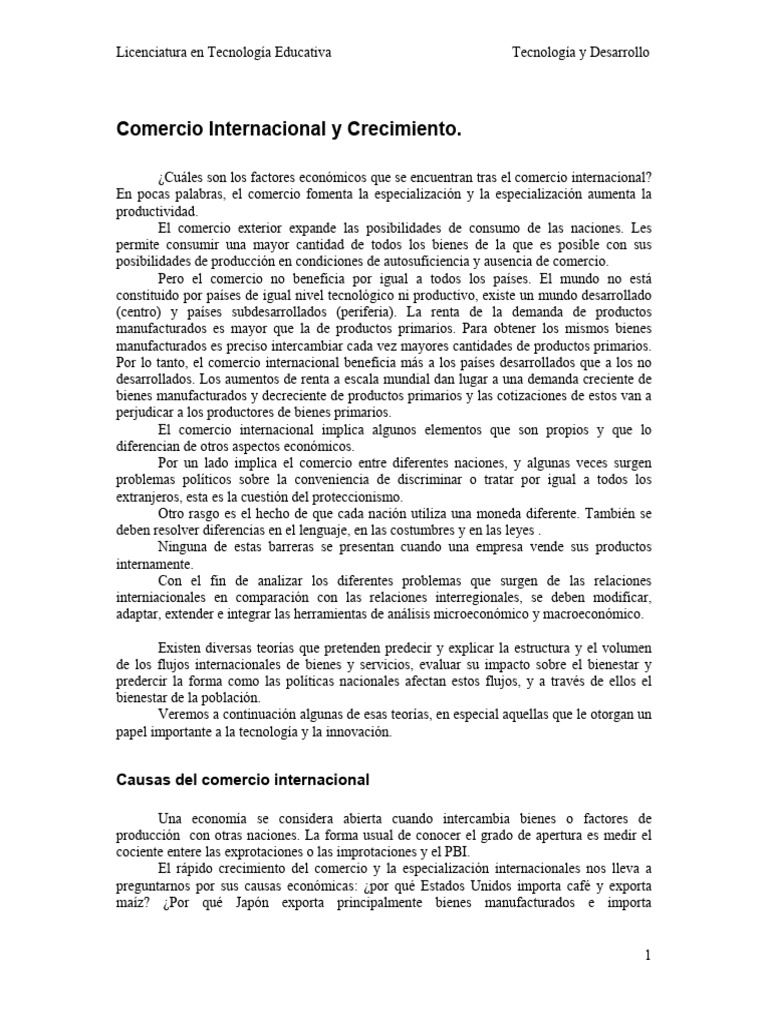 Factores del Comercio Internacional | PDF | Ventaja comparativa | El ...