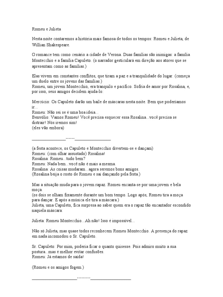 Romeu e Julieta Roteiro