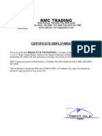 RMC Trading Cert. of Employment