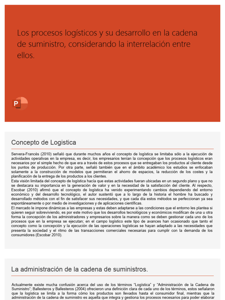 Procesos Logísticos en la Cadena de Suministro | PDF | Logística ...