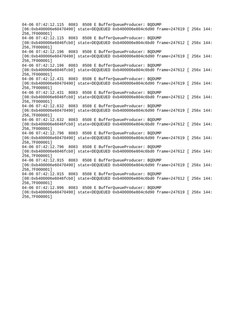 BufferQueueProducer Logs | PDF | Computers | Technology & Engineering