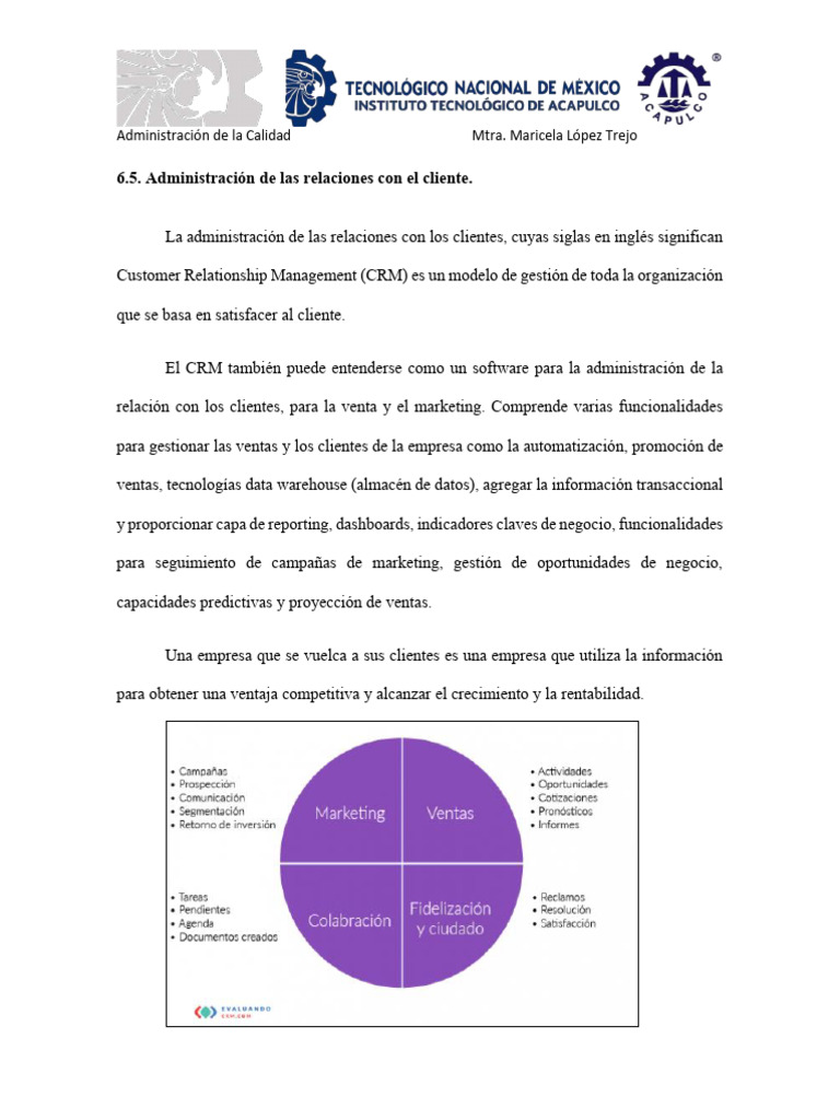 6.5. Administración de Las Relaciones Con El Cliente | PDF | Gestión de ...