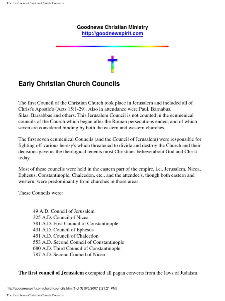 First Seven Christian Church Councils | PDF | Christian Church ...