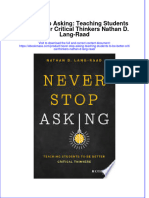 Never Stop Asking Teaching Students To Be Better Critical Thinkers Nathan D Lang Raad Download PDF Chapter