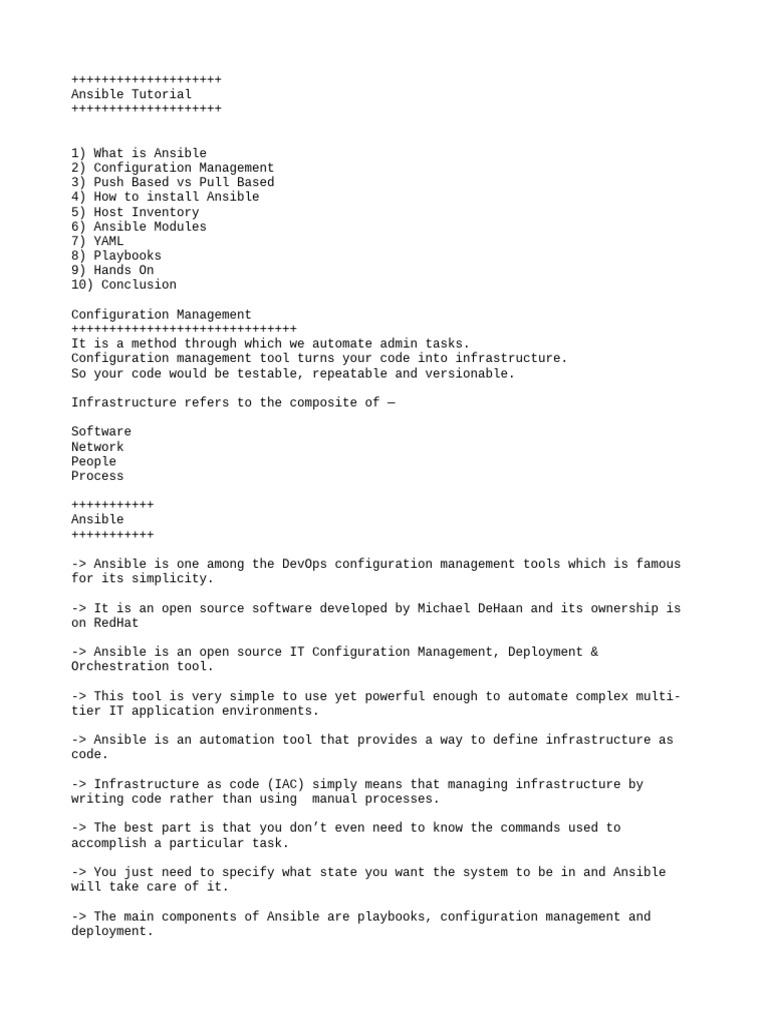 Ansible Configuration Management Guide | PDF | Software | System Software