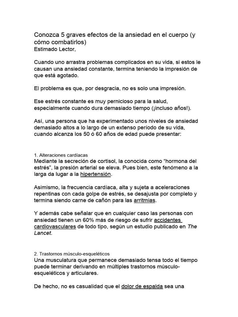 La Ansiedad y El Estrés | PDF | Ansiedad | Estrés (biología)