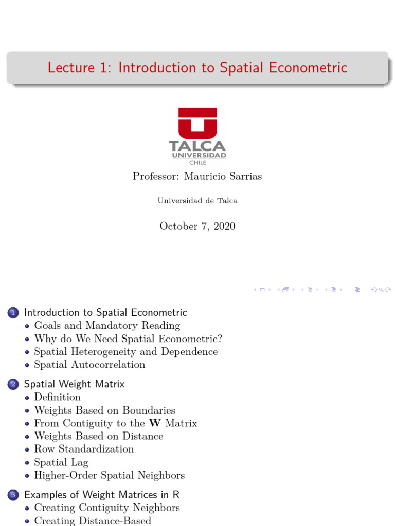 Lecture 1 | PDF | Spatial Analysis | Matrix (Mathematics)