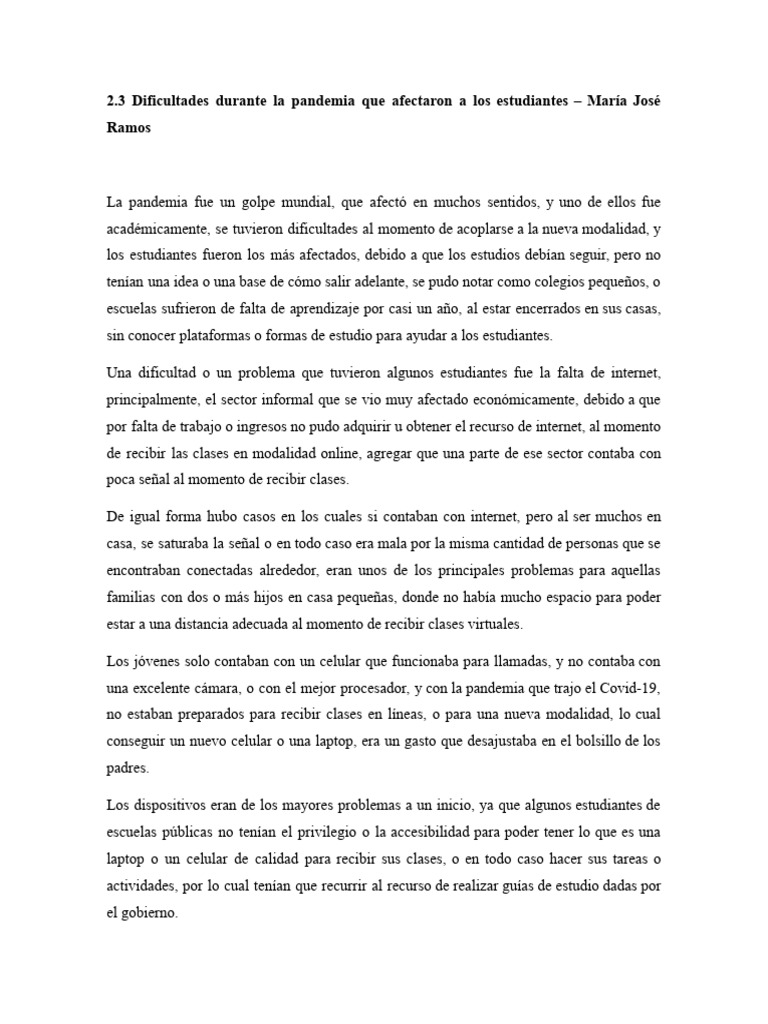Impacto de la pandemia en estudiantes | PDF | Unicef | Aprendizaje