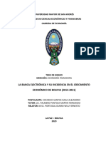La Banca Electrónica Y Su Incidencia en El Crecimiento ECONÓMICO DE BOLIVIA (2013-2021)