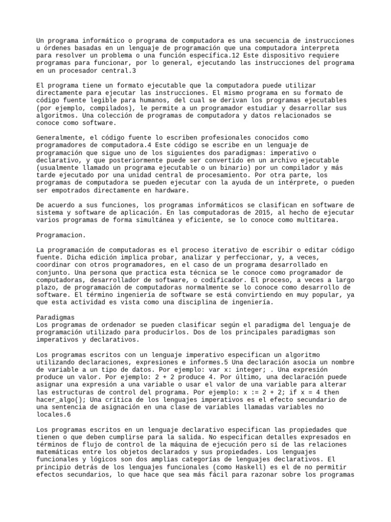 Un Programa Informático | PDF | Programa de computadora | Programación