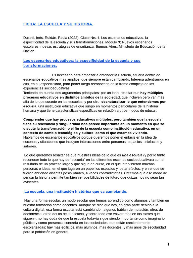 Historia de la Escuela y sus Transformaciones | PDF | Escuelas | Enseñando